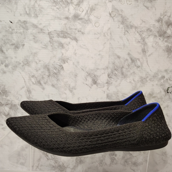 Rothys The Point Black Honeycomb Pointed Toe Slip on Flat Shoes Size W 9.5 - Picture 4 of 11